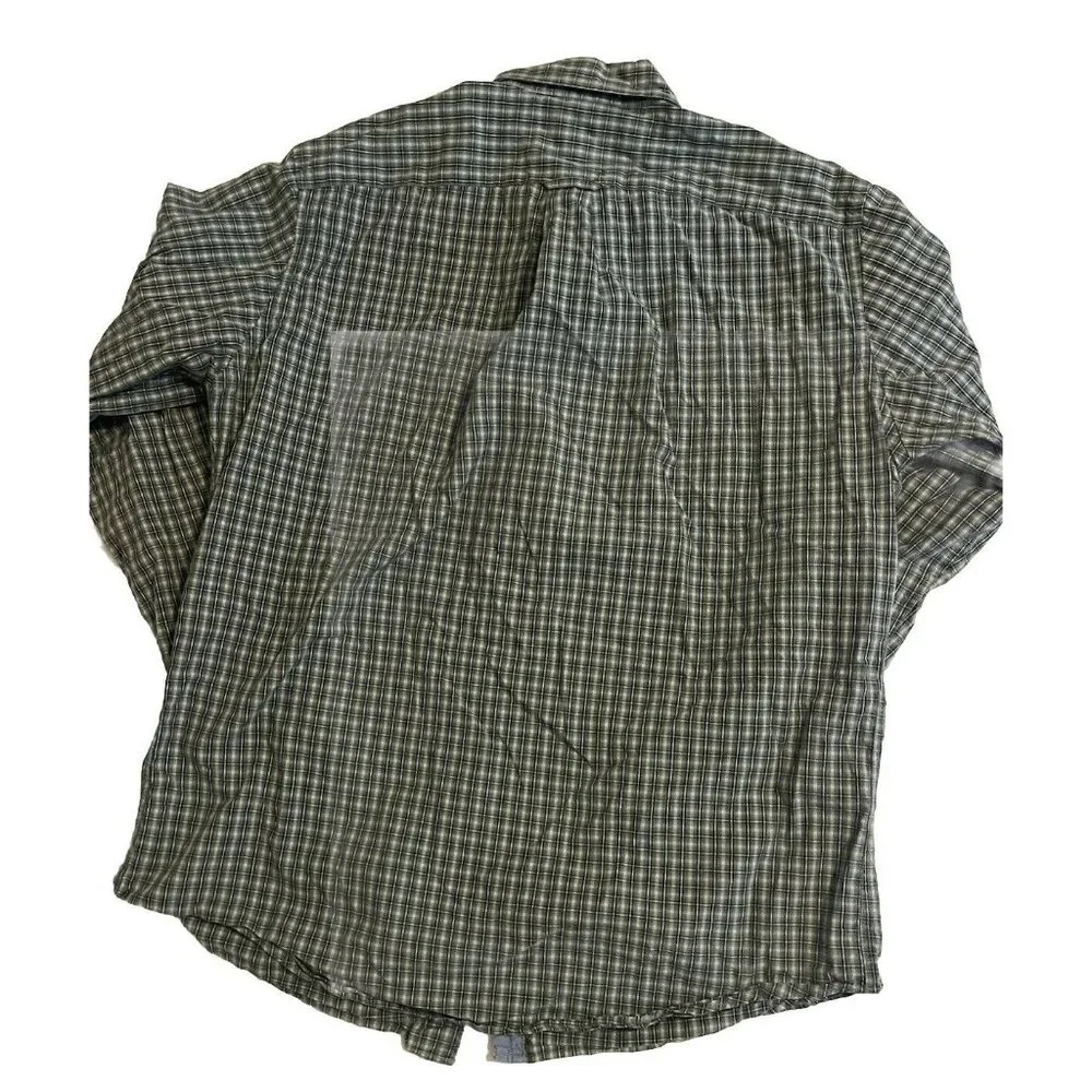 NAUTICA‎ Sea Voyage Mens L Button Down Green Plaid 100% Cotton Shirt